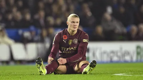 Haaland com a camisa do Manchester City.