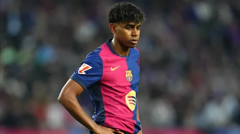 Lamine Yamal em partida pelo Barcelona