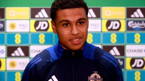 Northern Ireland v Belarus - UEFA Nations League - Group C3 - National Football Stadium at Windsor Park Northern Irelands Shea Charles during the UEFA Nations League Group C3 match at the National Football Stadium at Windsor Park, Belfast. Picture date: Friday November 15, 2024. Use subject to restrictions. Editorial use only, no commercial use without prior consent from rights holder. PUBLICATIONxNOTxINxUKxIRL Copyright: xLiamxMcBurneyx 78218782