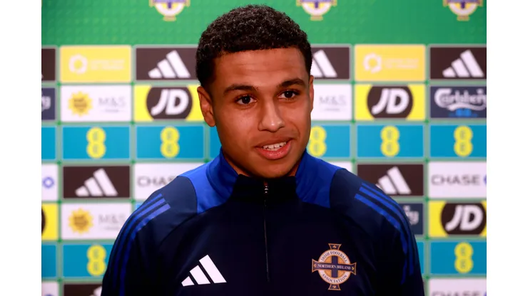 Northern Ireland v Belarus - UEFA Nations League - Group C3 - National Football Stadium at Windsor Park Northern Irelands Shea Charles during the UEFA Nations League Group C3 match at the National Football Stadium at Windsor Park, Belfast. Picture date: Friday November 15, 2024. Use subject to restrictions. Editorial use only, no commercial use without prior consent from rights holder. PUBLICATIONxNOTxINxUKxIRL Copyright: xLiamxMcBurneyx 78218782