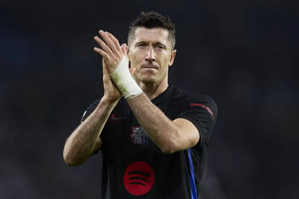Robert Lewandowski com a camisa do Barcelona. Foto: IMAGO / Zuma Press Wire.