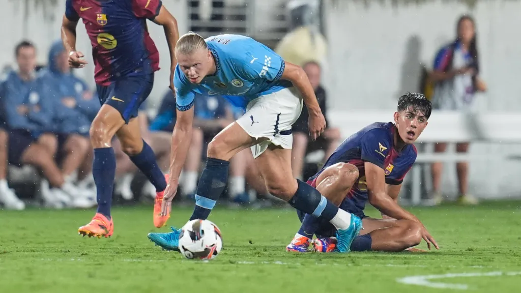 Haaland em partida do Manchester City contra o Barcelona (Foto: IMAGO / ZUMA Press Wire)