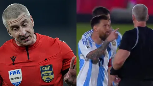 Messi e Daronco discutem após falta não marcada pelo árbitro. Foto: Thiago Ribeiro/AGIF