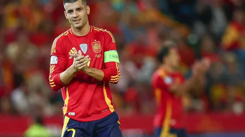 Morata em ação durante o confronto entre Espanha e Sérvia, no dia 15 de outubro de 2024. (PRESSINPHOTO SPORTS AGENCY / Alamy Stock Photo)