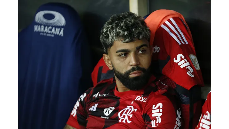 RIO DE JANEIRO, BRAZIL - NOVEMBER 11: Gabriel Barbosa of Flamengo looks on from the bench prior the match between Flamengo and Fluminense as part of Brasileirao 2023 at Maracana Stadium on November 11, 2023 in Rio de Janeiro, Brazil. (Photo by Wagner Meier/Getty Images)