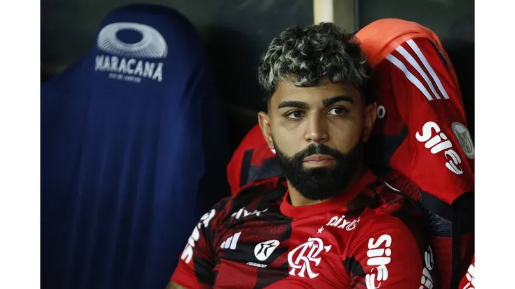 RIO DE JANEIRO, BRAZIL - NOVEMBER 11: Gabriel Barbosa of Flamengo looks on from the bench prior the match between Flamengo and Fluminense as part of Brasileirao 2023 at Maracana Stadium on November 11, 2023 in Rio de Janeiro, Brazil. (Photo by Wagner Meier/Getty Images)