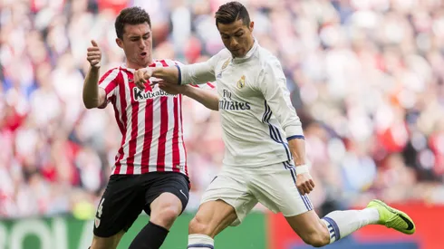 Cristiano Ronaldo e Aymeric Laporte em ação na La Liga.