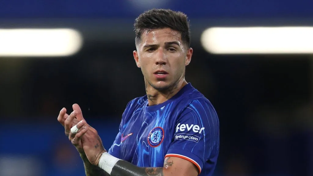 Chelsea x Servette, Playoffs de Qualificação da UEFA Conference League, 1ª Mão, Estádio Stamford Bridge, Londres, Reino Unido - 22 de agosto de 2024. Enzo Fernandez, do Chelsea. (Foto: IMAGO / Crystal Pix)
