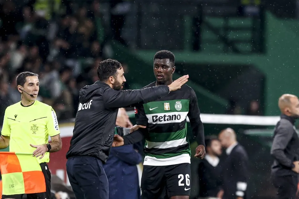 Rúben Amorim ao lado de Ousmane Diomane pelo Sporting. Ele quer levá-lo para o Manchester United. Foto: IMAGO /&nbsp;Sports Press Photo