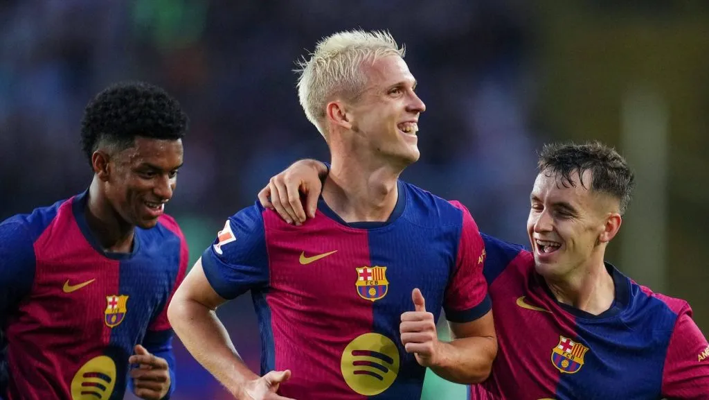 Baldé, Olmo e Casadó pelo Barcelona (IMAGO Pressinphoto)