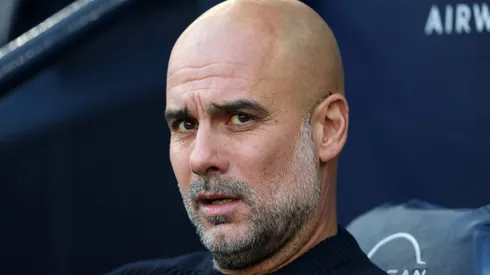 MANCHESTER, ENGLAND – OCTOBER 26: Pep Guardiola, Manager of Manchester City, looks on prior to the Premier League match between Manchester City FC and Southampton FC at Etihad Stadium on October 26, 2024 in Manchester, England. (Photo by Carl Recine/Getty Images)
