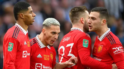 Marcus Rashord, Antony, Shaw e Diogo Dalot pelo Manchester United. O último é alvo do Barcelona e Real Madrid. Foto: IMAGO / PA Images