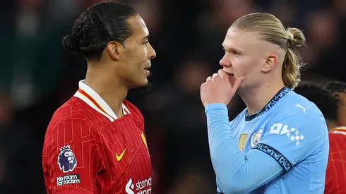 Haaland e Van Dijk, após Liverpool x Manchester City.