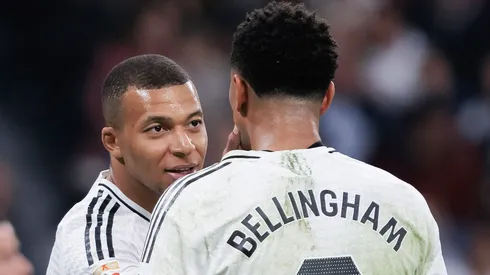 Jude Bellingham e Kylian Mbappé em jogo do Real Madrid