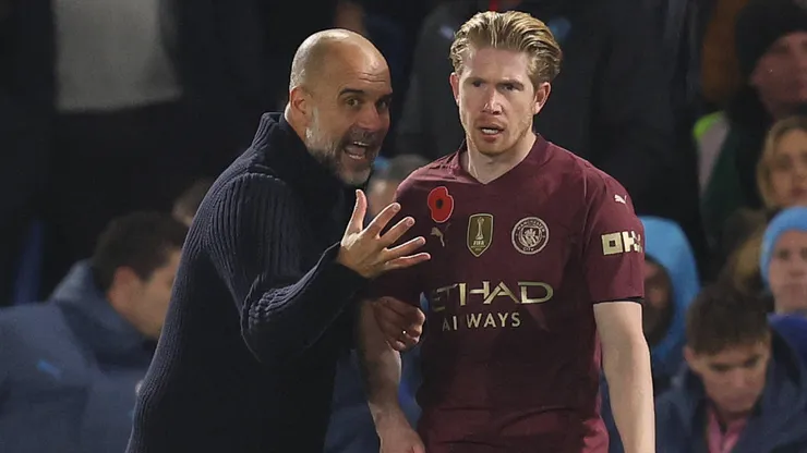 Pep Guardiola e De Bruyne pelo Manchester City