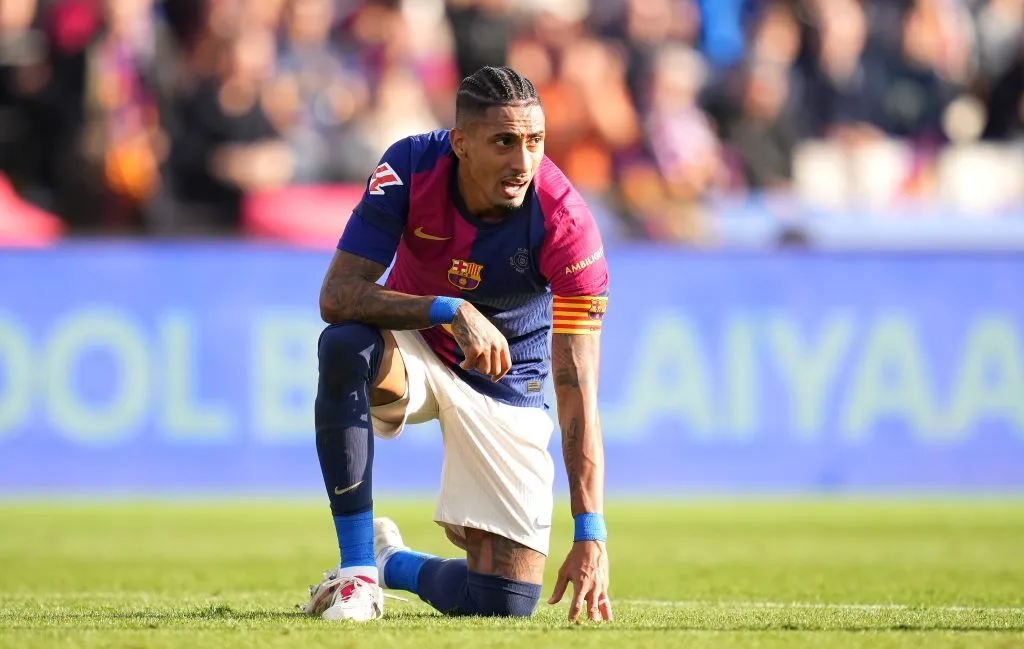 Raphinha na partida diante do Las Palmas (Photo by Alex Caparros/Getty Images)