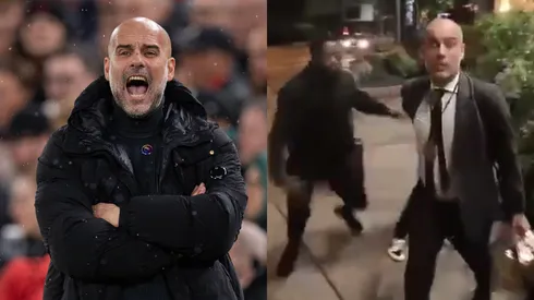 Guardiola, treinador do Manchester City se irrita com torcedor e ameaça ir para cima. Foto: IMAGO / Visionhaus e Foto: Reprodução/Redes sociais