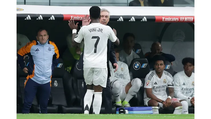 Ancelotti e Vini Jr vão se reencontrar na Seleção Brasileira. Foto: Gonzalo Arroyo Moreno/Getty Images