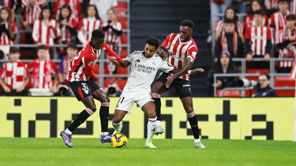 Rodrygo em partida do Real Madrid contra o Athletic Club (Foto: IMAGO / AFLOSPORT)