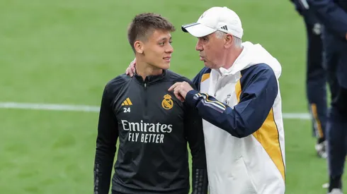 Arda Güler e Carlo Ancelotti em treino do Real Madrid