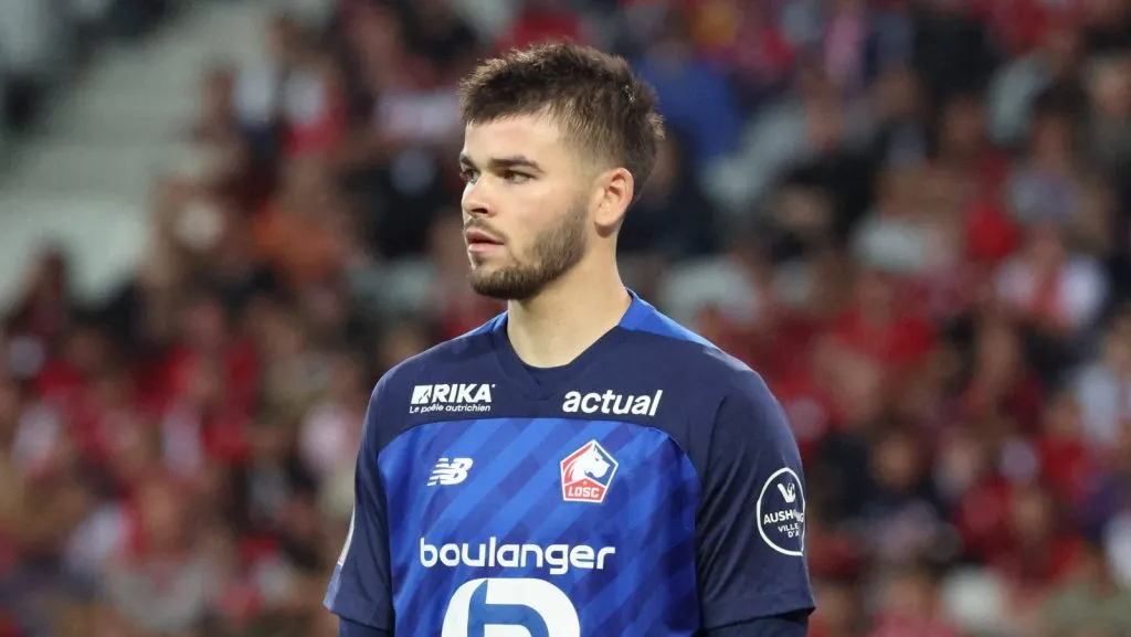 Lucas CHEVALIER (LOSC Lille) durante a partida LOSC Lille vs Angers SCO, Ligue 1, Decathlon Arena estádio Pierre Mauroy, em 24 de agosto de 2024. (Foto: IMAGO / PanoramiC)