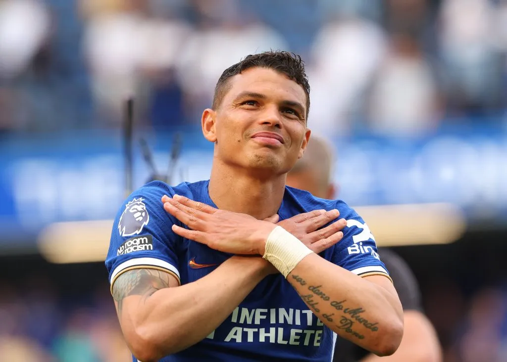 Thiago Silva em sua despedida do Chelsea. Foto: IMAGO / Ação Plus.