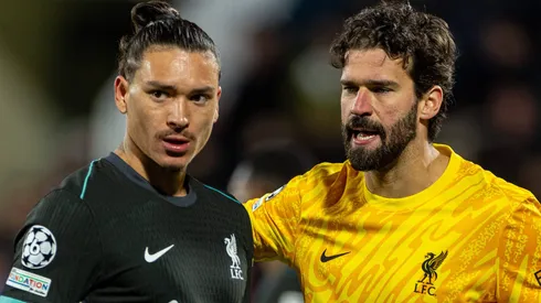 Darwin Núñez e Alisson, do Liverpool. Foto: IMAGO / Propaganda Photo