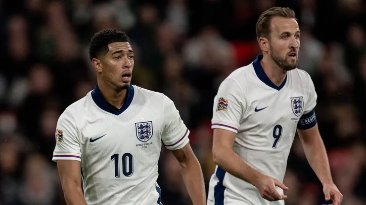 Jude Bellingham e Harry Kane em jogo da Seleção Inglesa