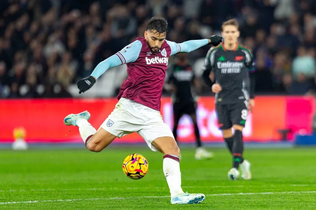 Lucas Paquetá pelo West Ham contra o Arsenal. Foto: Imago