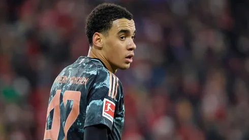 Jamal Musiala em partida pelo Bayern de Munique