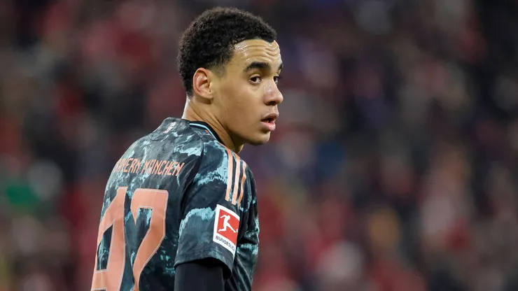 Jamal Musiala em partida pelo Bayern de Munique