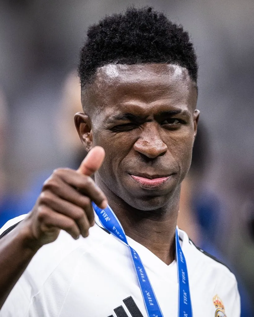 Vini Jr na comemoração do Real Madrid. Foto: IMAGO / nogueirafoto.