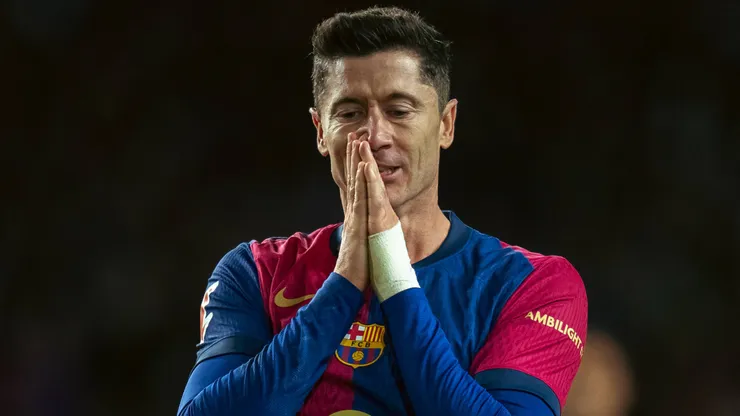 Robert Lewandowski em jogo do Barcelona