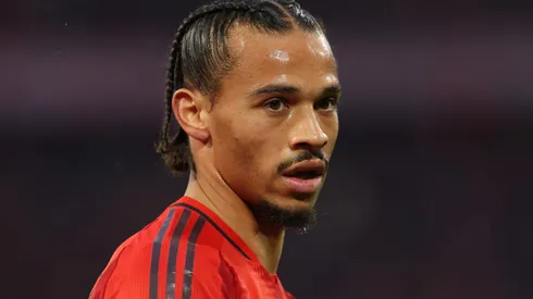 MUNICH, GERMANY - DECEMBER 07: Leroy Sane of FC Bayern München looks on during the Bundesliga match between FC Bayern München and 1. FC Heidenheim 1846 at Allianz Arena on December 07, 2024 in Munich, Germany. (Photo by Alexander Hassenstein/Getty Images)