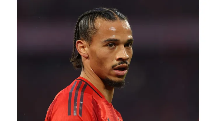 MUNICH, GERMANY - DECEMBER 07: Leroy Sane of FC Bayern München looks on during the Bundesliga match between FC Bayern München and 1. FC Heidenheim 1846 at Allianz Arena on December 07, 2024 in Munich, Germany. (Photo by Alexander Hassenstein/Getty Images)