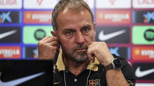 October 25, 2024, Sant Joan Despi, Barcelona, SPAIN: Hansi Flick, head coach of FC Barcelona, Barca attends his press conference, PK, Pressekonferenz during the training day of FC Barcelona ahead the Spanish League, La Liga EA Sports, football match against Getafe CF at Ciudad Esportiva Joan Gamper on October 25, 2024 in Sant Joan Despi, Barcelona, Spain. Sant Joan Despi SPAIN - ZUMAa181 20241025_zaa_a181_030 Copyright: xJavierxBorregox