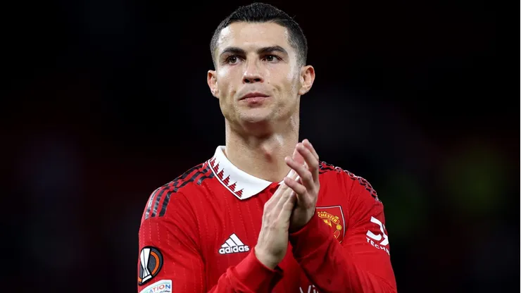 MANCHESTER, ENGLAND - OCTOBER 27: Cristiano Ronaldo of Manchester United looks on during the UEFA Europa League group E match between Manchester United and Sheriff Tiraspol at Old Trafford on October 27, 2022 in Manchester, England. (Photo by Naomi Baker/Getty Images)