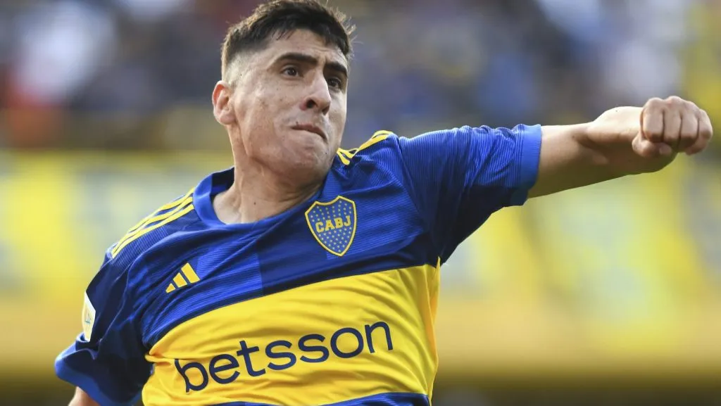 Miguel Merentiel, do Boca Juniors, comemora após marcar o primeiro gol da equipe durante a partida entre Boca Juniors e Newell's Old Boys, válida pela Copa da Liga Profissional 2023, no Estádio Alberto J. Armando, em 12 de novembro de 2023, em Buenos Aires, Argentina. (Foto: Rodrigo Valle/Getty Images)