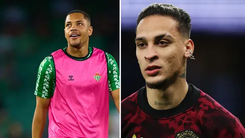 Antony pode formar dupla com Vitor Roque. Fotos: Fran Santiago e Alex Pantling/Getty Imagens