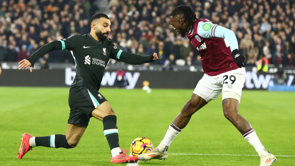 Mohamed Salah em partida do Liverpool contra o West Ham (foto: IMAGO / Sports Press Photo)