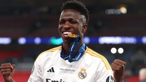 Vinicius Jr se aproxima de renovação com o Real Madrid. (Photo by Lars Baron/Getty Images)