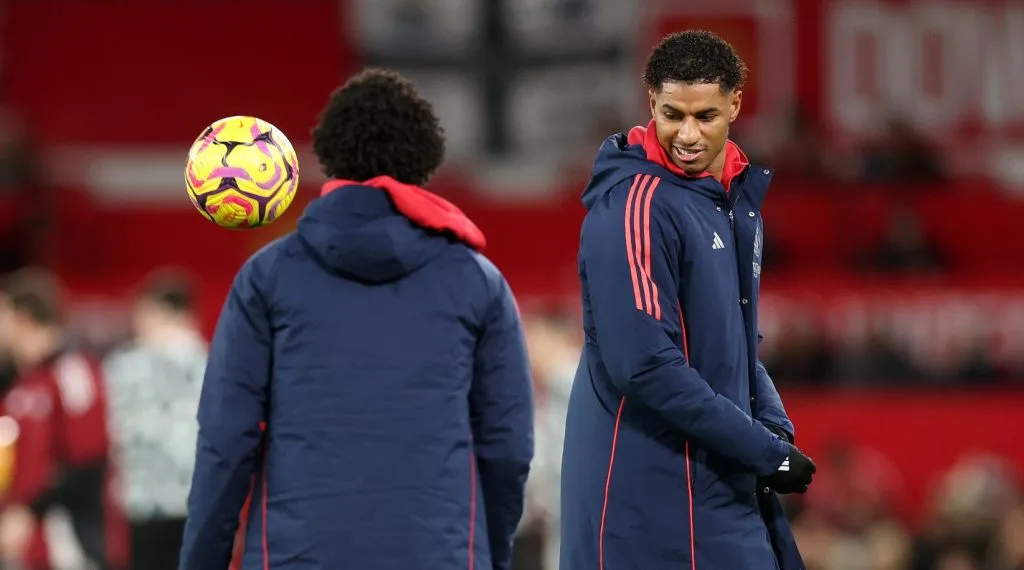 Rashford durante o aquecimento (Carl Recine/Getty Images)