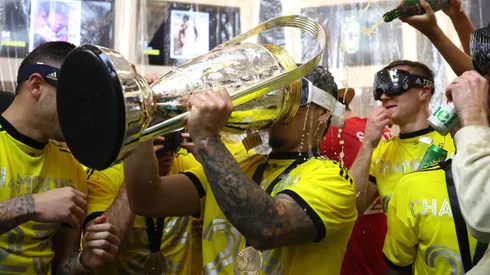 Jogadores do Columbus Crew comemorando título da MLS. Botafogo possui interesse no atacante Cucho Hernandez. Foto: Patrick Smith