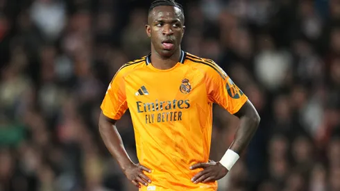 Vini Jr. atacante do Real Madrid em campo (Photo by Aitor Alcalde/Getty Images)