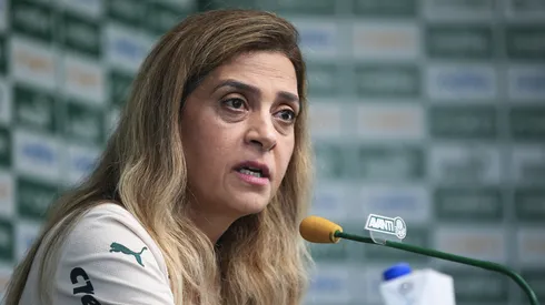 A Presidente do Palmeiras Leila Pereira durante coletiva de imprensa realizada no CT Barra Funda