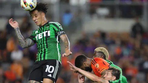Driussi jogando pelo Austin FC contra o Houston Dynamo. Jogador quer voltar ao River Plate. Foto: Carmen Mandato