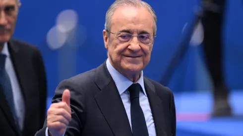 Florentino Pérez, presidente do Real Madrid, quer Saliba, do Arsenal. (Photo by David Ramos/Getty Images)