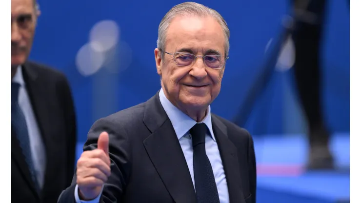 Florentino Pérez, presidente do Real Madrid, quer Saliba, do Arsenal. (Photo by David Ramos/Getty Images)