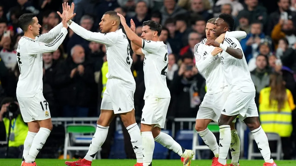 Jogadores do Real Madrid comemorando gol. Foto: Angel Martinez/Getty Images