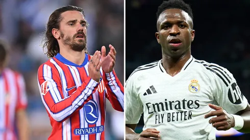 Vinicius Júnior está furioso com ataques de Griezmann e Balde em La Liga. Fotos: Denis Doyle e Angel Martinez/Getty Imagens